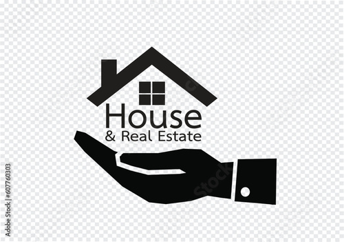 Hand and Home icon Real estate concept