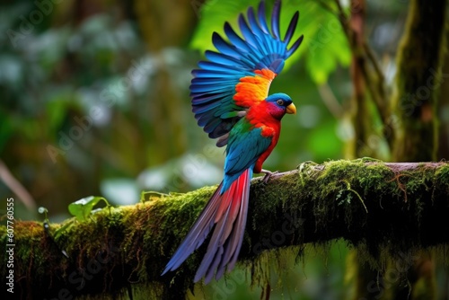 booming of colorful bird in a forest, created with generative ai © Alfazet Chronicles
