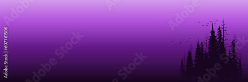 sunset with silhouette landscape flat design vector illustration good for web banner, blog banner, wallpaper, background template, adventure design, tourism poster design, backdrop design
