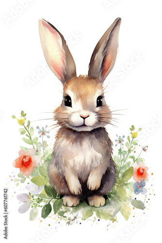 Rabbit watercolor clipart cute isolated on white background