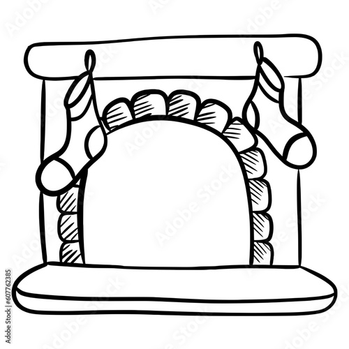 Fireplace hand drawn 