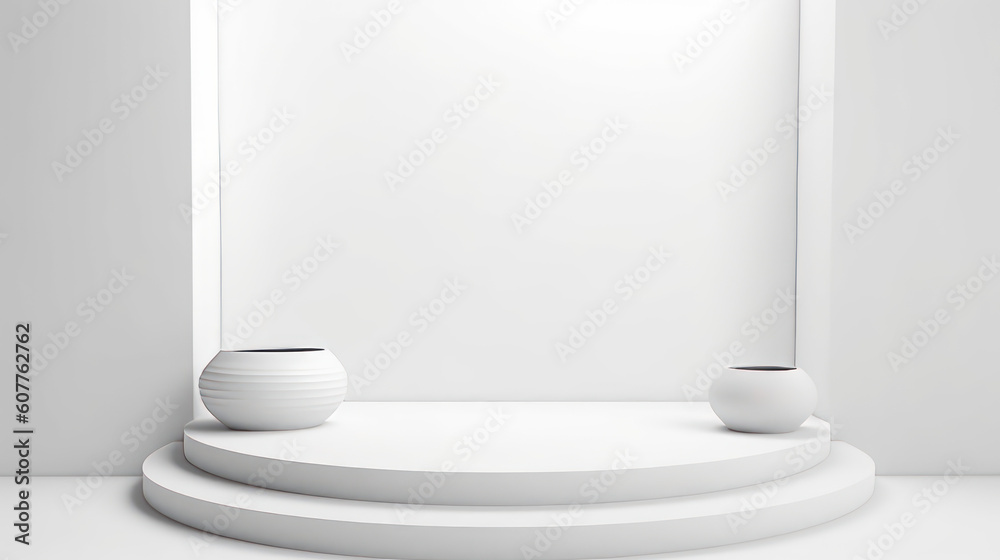 empty room with white wall for product placement