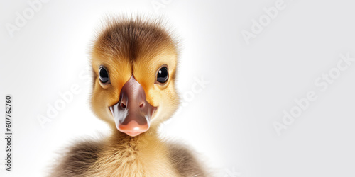 Cute baby duck isolated on a white background. Generative AI