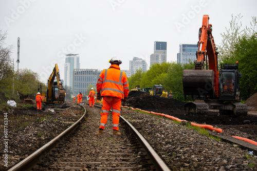 railway construction work in England, railway tracks