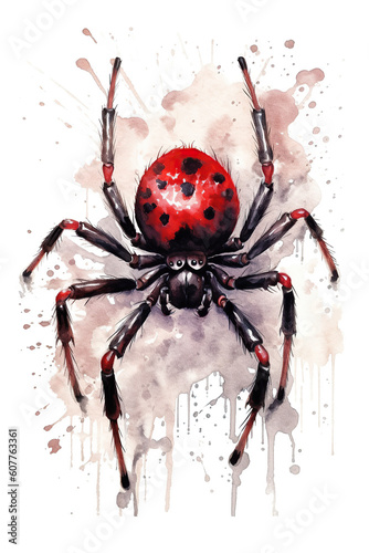 spider watercolor clipart cute isolated on white background