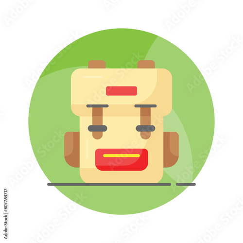An icon of traveling backpack, cute rucksack vector in modern style