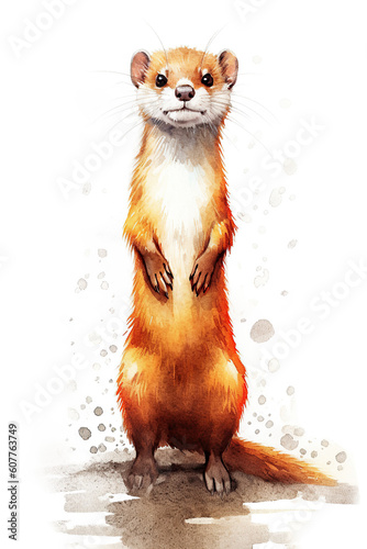 weasel watercolor clipart cute isolated on white background