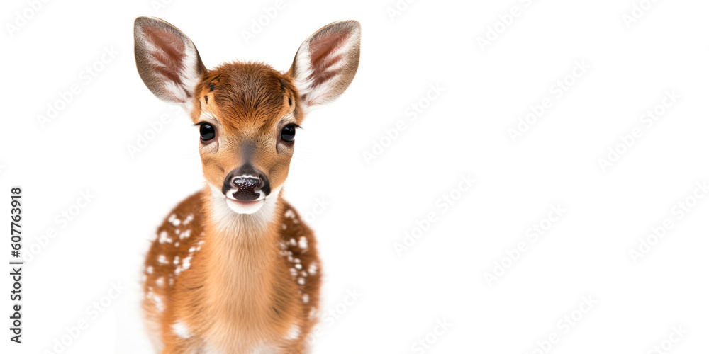 Cute baby deer isolated on a white background. Generative AI Cute baby deer isolated on a white background. Generative AI