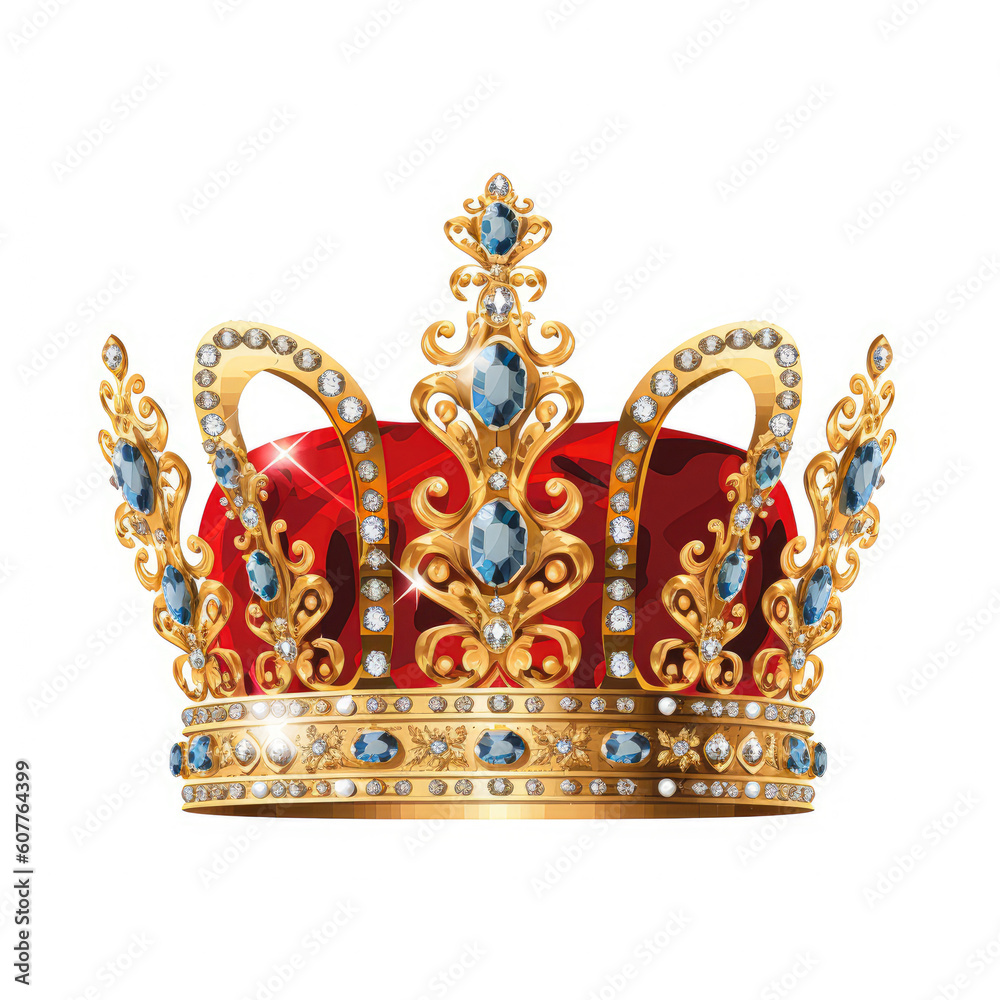 Fototapeta premium Queen crown with precious stones isolated on white background