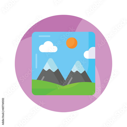 Hill station in modern style ready to use icon isolated on white background