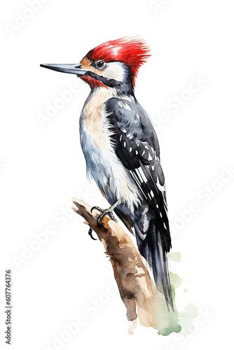 woodpecker bird watercolor clipart cute isolated on white background