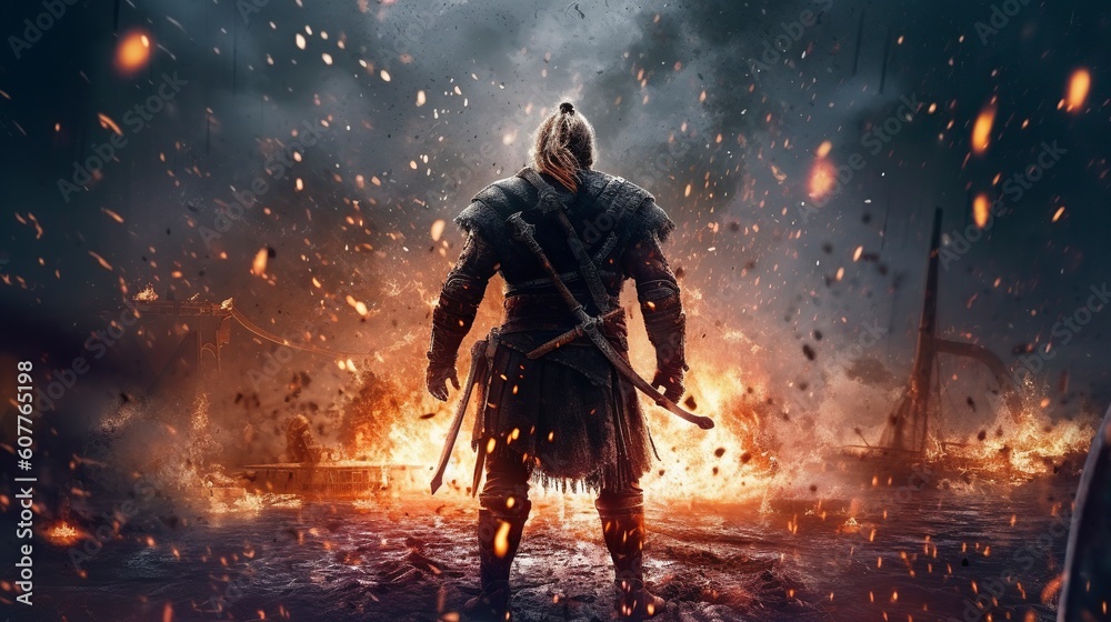 Viking Warrior, Generative AI, Illustration Viking Warrior, Generative AI, Illustration