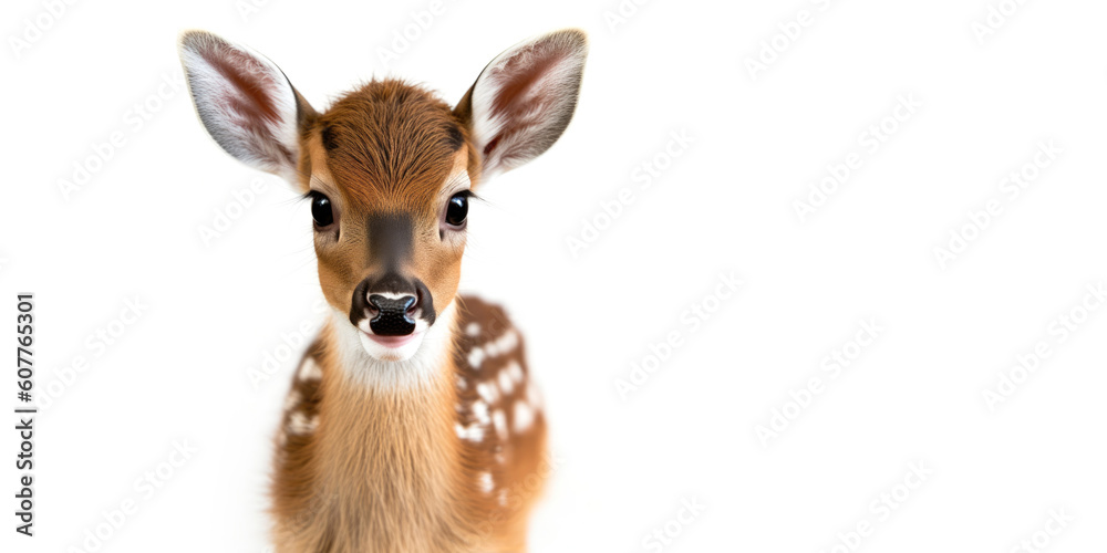 Cute baby deer isolated on a white background. Generative AI