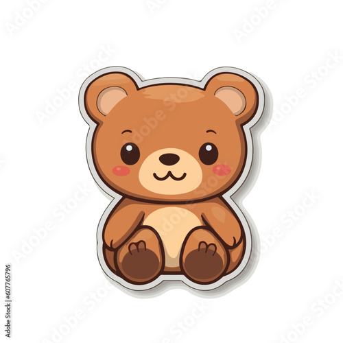 Bear in logo cartoon style. 2d vector illustration in acon style. Minimalist sticker design super cute baby