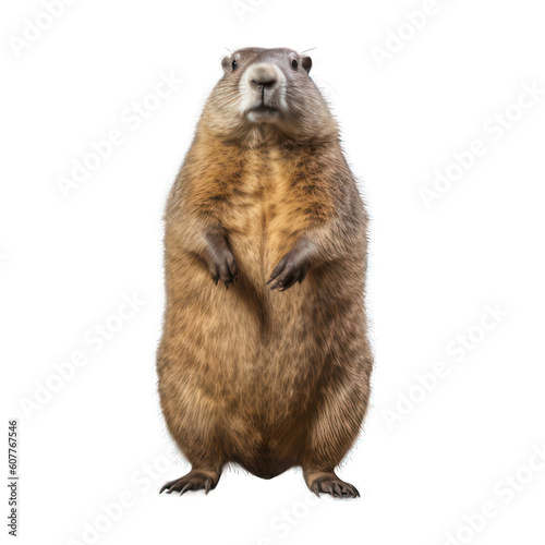 Groundhog isolated on white created with Generative AI