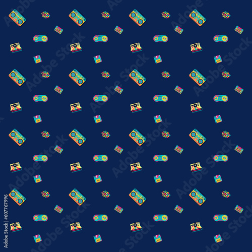 Pattern background retro style music illustration vector banner oldschool icon symbol fabric textile design editable