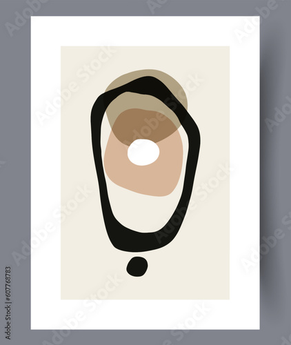 Abstract forms shambolic conceptualism wall art print. Wall artwork for interior design. Contemporary decorative background with conceptualism. Printable minimal abstract forms poster.