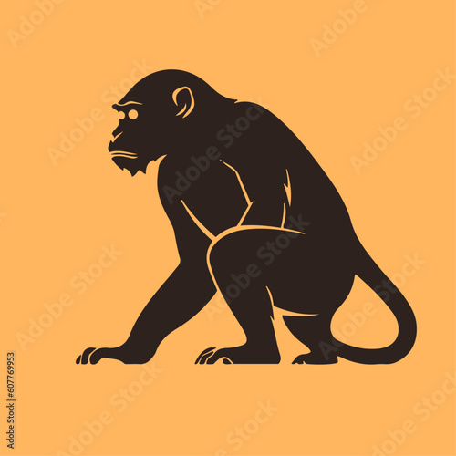 Monkey vector illustration isolated silhouette logo design template with monkey cute