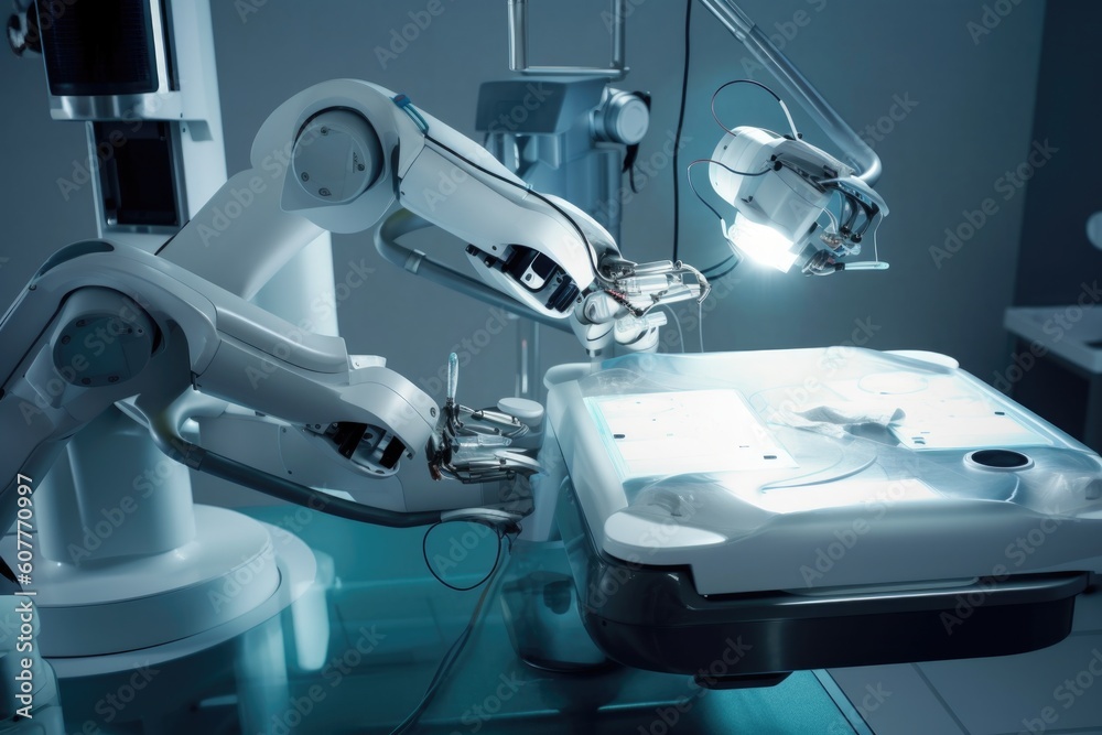 a surgical robot performing delicate, created with generative ai