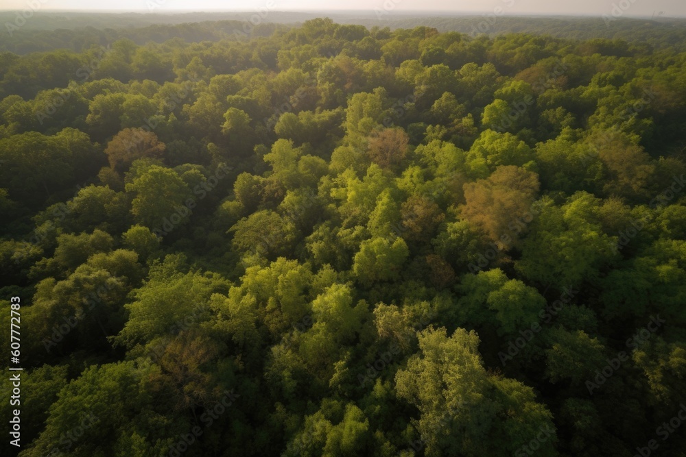 aeriel view of forest, with drone flying through the trees, created with generative ai aeriel view of forest, with drone flying through the trees, created with generative ai