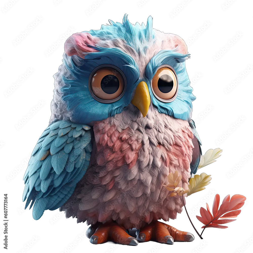 Obraz premium Wise Owl with Spectacles Perched on a Branch - Plasticine Illustration 4