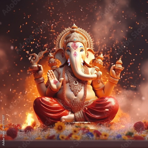 Illustration of lord Ganesha for ganesh chaturthi, Generative ai