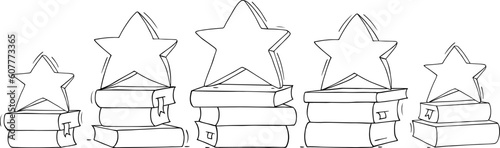 Books review, reading rating with 5 gold stars