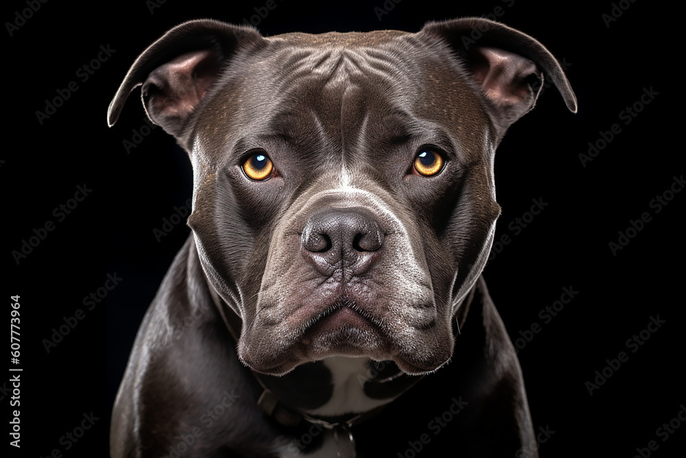 portrait of a brown American Bully dog
