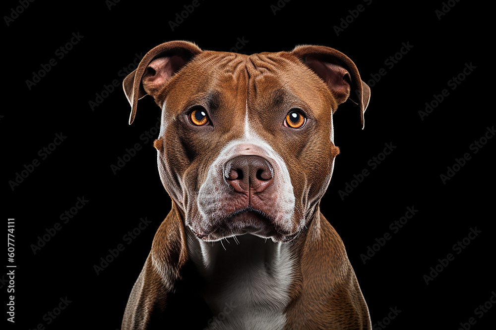 portrait of a brown Pit Bull Terrier dog