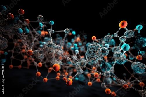 abstract molecular structures  with the invisible bonds of dna visible  created with generative ai