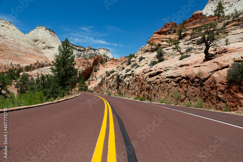 street of the usa with moun...