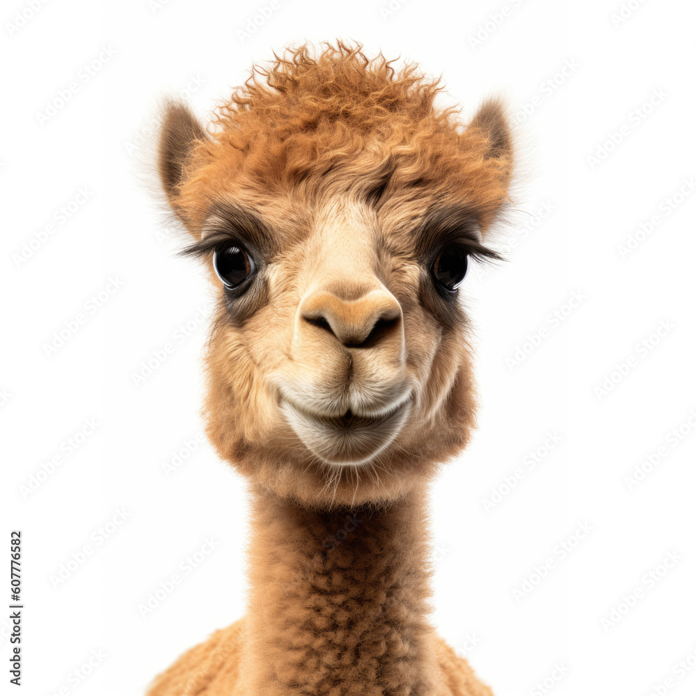 Cute baby camel isolated on a white background. Generative AI