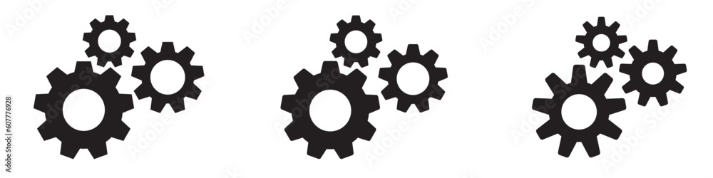 Setting gears icon. Cogwheel group. Gear design collection on white background - stock vector.EPS 10