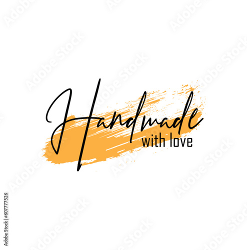Handmade with love sign on white background