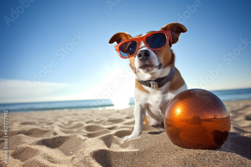 Happy dog playing with ball © Abir