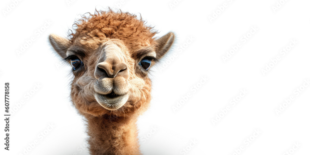Cute baby camel isolated on a white background. Generative AI