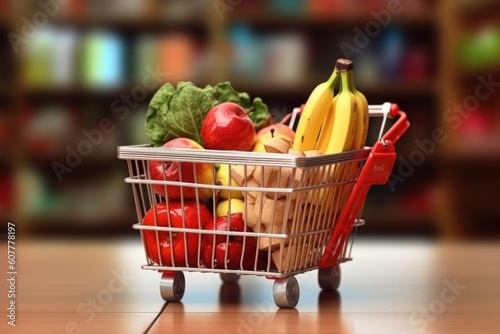 shopping cart full of vegetables, ai generative