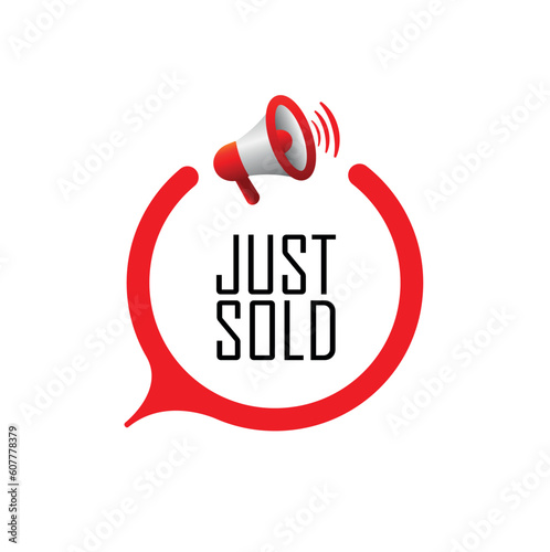 just sold sign on white background