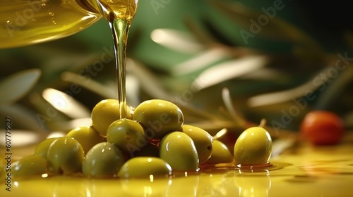  olive oil and olives, ai generative