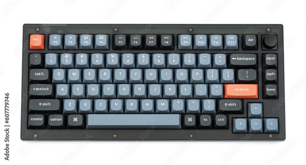 Modern and stylish keyboard for your computer. Gray keyboard with orange accent keys Modern and stylish keyboard for your computer. Gray keyboard with orange accent keys