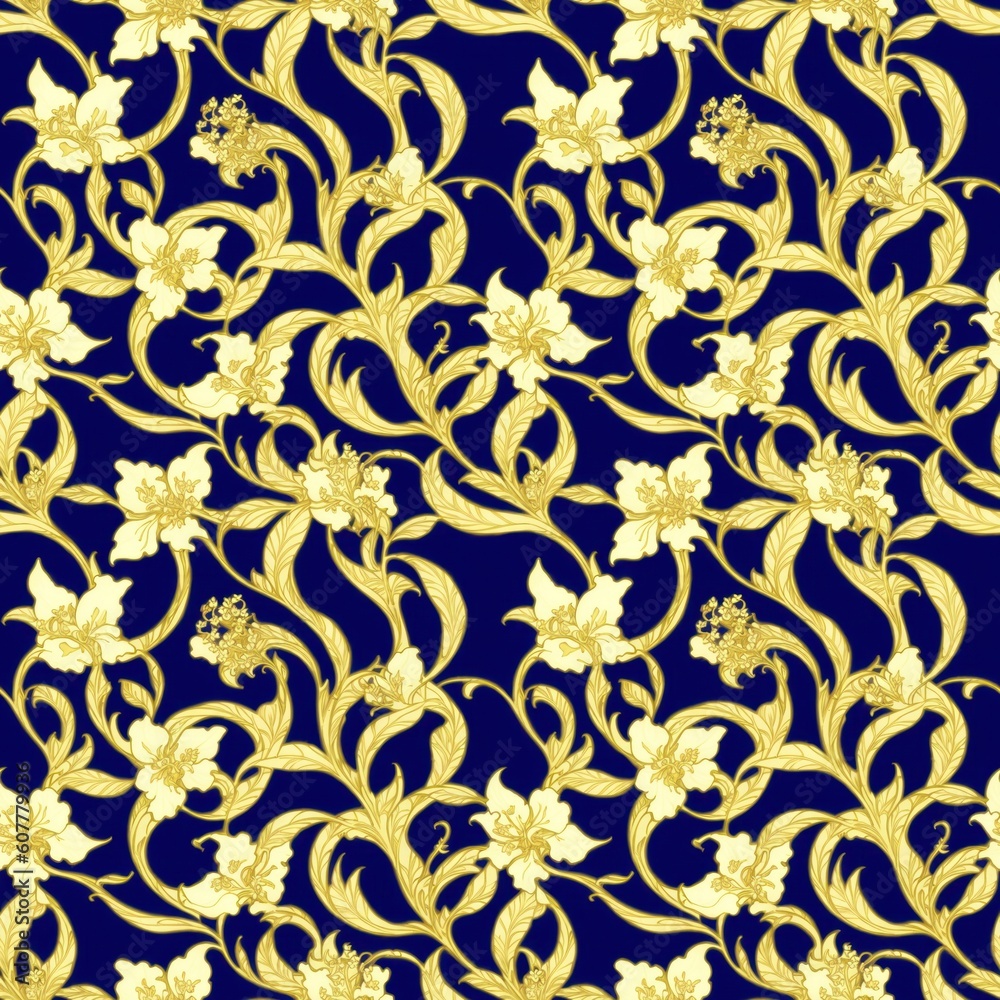 Seamless floral pattern with Jasmine flowers, tileable, Generative AI