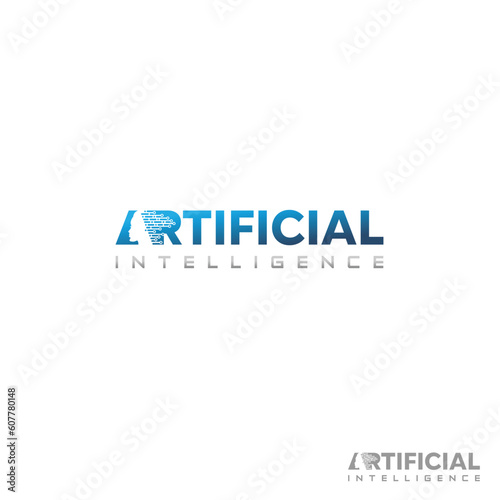 ARTIFICIAL INTELLIGENCE Wordmark Logo - Artificial Intelligence symbol at the letter A, and R.