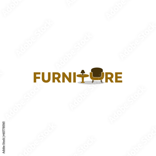 FURNITURE Wordmark Logo - The letter T and U becomes table and chair as symbol of furniture.