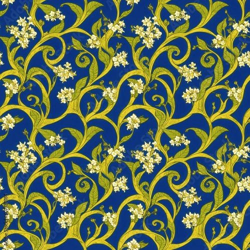 Seamless floral pattern with Jasmine flowers  tileable  Generative AI