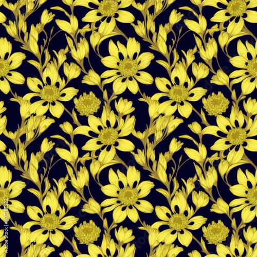 Seamless floral pattern with Chrysanthemum flowers, tileable, Generative AI © Kirill