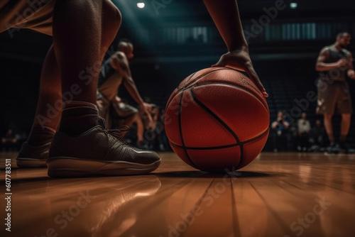 Energetic basketball gameplay on the court. Generative AI © AIproduction