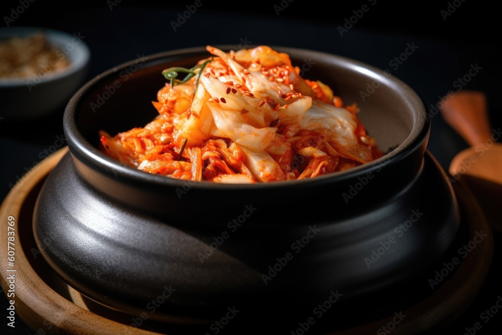 a bowl of kimchi, ready to be served with a variety of meals, created with generative ai a bowl of kimchi, ready to be served with a variety of meals, created with generative ai