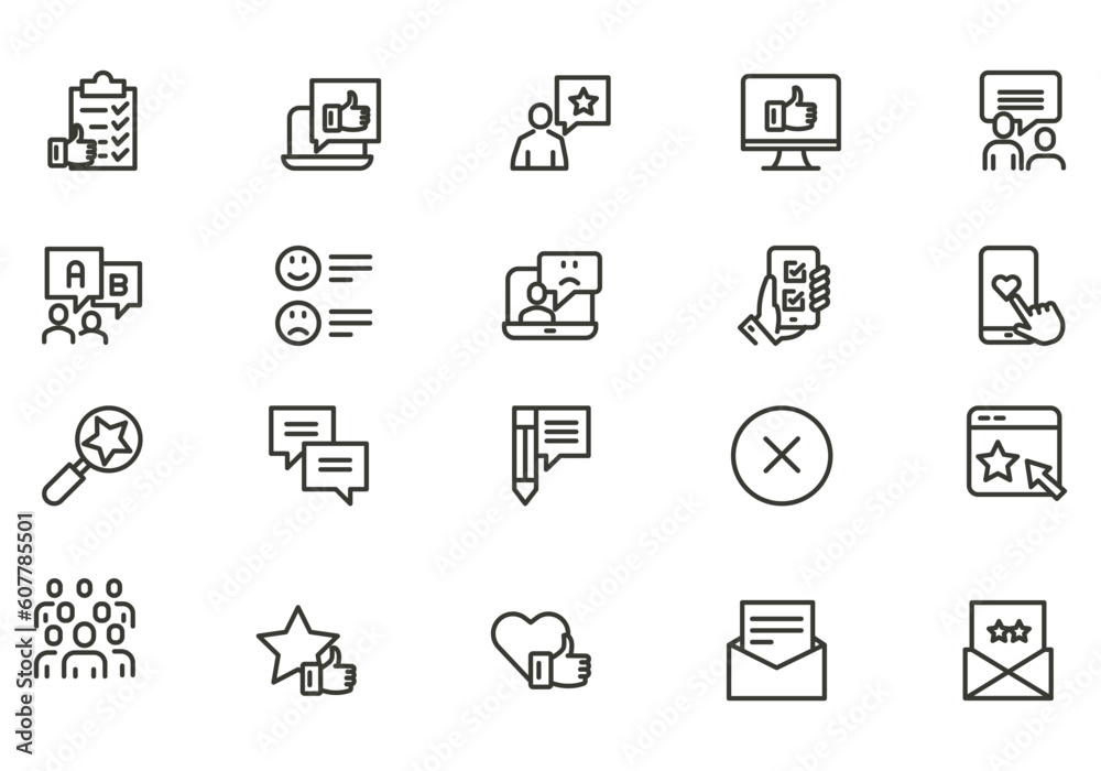 Testimonial, Customer Feedback and User Experience related icon set. vector illustration