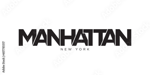 Manhattan, New York, USA typography slogan design. America logo with graphic city lettering for print and web.