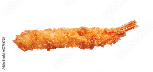  Delicious single tempura prawn over isolated white background
